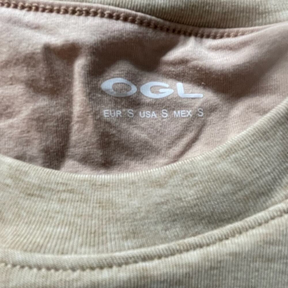 OGL Lyocell Wool Brami S NWT Heather Tan Crewneck Banded Hem Built‑In Bra Top - Picture 3 of 9